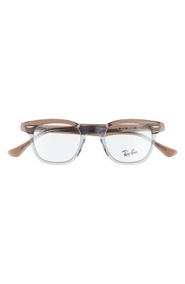 Ray-Ban 45mm Small Blue Light Blocking Glasses in Brown Grey/Clear