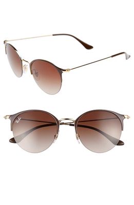 Ray-Ban 50mm Round Clubmaster Sunglasses in Brown/Gold