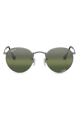 Ray-Ban 50mm Round Polarized Sunglasses in Gunmetal