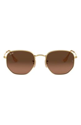 Ray-Ban 51mm Geometric Sunglasses in Gold/Brown Gradient