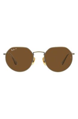 Ray-Ban 51mm Polarized Irregular Sunglasses in Antique Gold