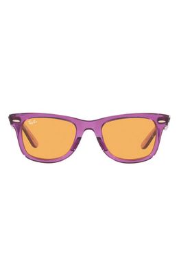 Ray-Ban 52mm Square Sunglasses in Transparent Violet /Orange