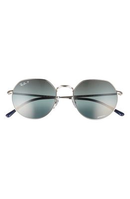 Ray-Ban 53mm Polarized Round Sunglasses in Silver