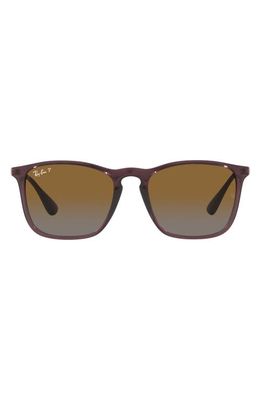 Ray-Ban 54mm Gradient Polarized Rectangular Sunglasses in Transparent