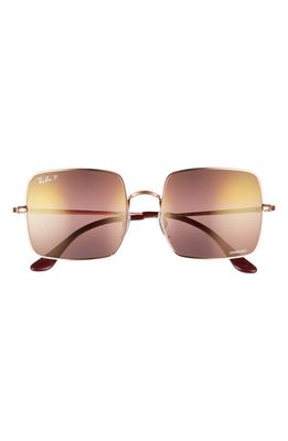 Ray-Ban 54mm Polarized Square Sunglasses in Rose Gold