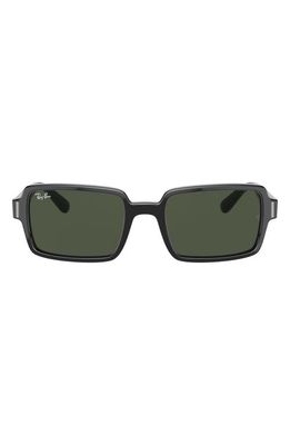 Ray-Ban 54mm Rectangle Sunglasses in Shiny Black/Green