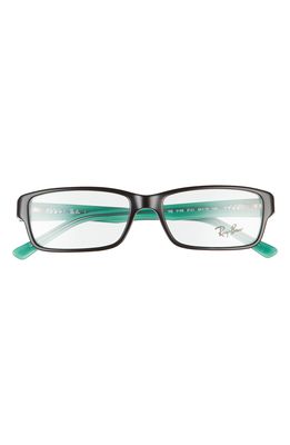Ray-Ban 54mm Rectangular Blue Light Blocking Glasses in Black Green/Clear