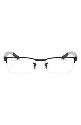 Ray-Ban 54mm Rectangular Semirimless Optical Glasses in Matte Black