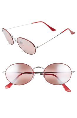 Ray-Ban 54mm Round Sunglasses in Silver/Red Mirror