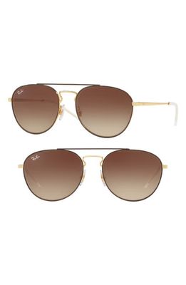 Ray-Ban 55mm Gradient Lens Round Aviator Sunglasses in Gold Brown