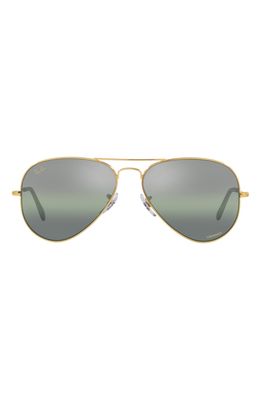 Ray-Ban 55mm Polarized Aviator Sunglasses in Legend Gold/dark Green