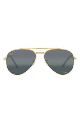 Ray-Ban 55mm Polarized Pilot Sunglasses in Gold