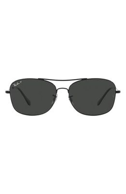 Ray-Ban 57mm Polarized Pillow Sunglasses in Black