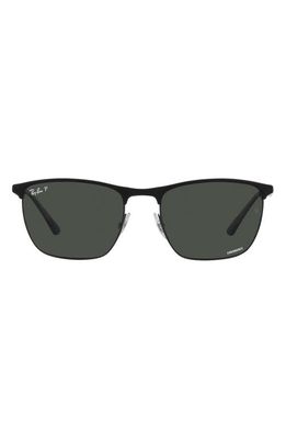 Ray-Ban 57mm Polarized Square Sunglasses in Dark Grey