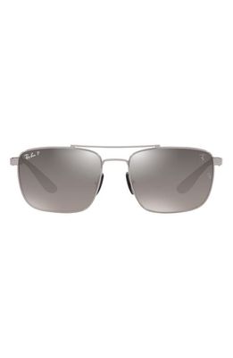 Ray-Ban 58mm Gradient Polarized Square Sunglasses in Gunmetal