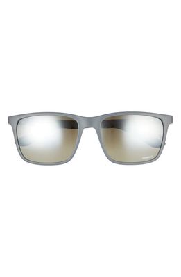 Ray-Ban 58mm Mirrored Polarized Rectangular Sunglasses in Matte Grey