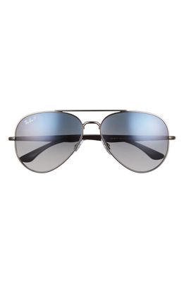 Ray-Ban 58mm Polarized Aviator Sunglasses in Gunmetal/Blue Gradient