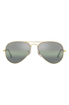 Ray-Ban 58mm Polarized Aviator Sunglasses in Legend Gold/dark Green