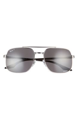 Ray-Ban 59mm Polarized Aviator Sunglasses in Gunmetal