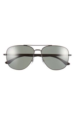 Ray-Ban 59mm Polarized Square Aviator Sunglasses in Black