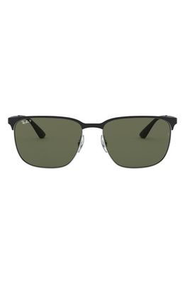 Ray-Ban 59mm Square Sunglasses in Silver/shiny Black/dark Green