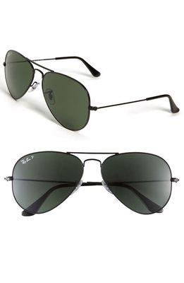 Ray-Ban Aviator 55mm Sunglasses in Polarized Black