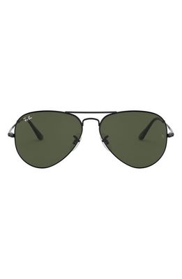 Ray-Ban Aviator Metal II 55mm Pilot Sunglasses in Black/Crystal Green
