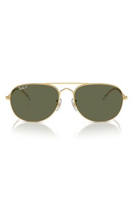 Ray-Ban Bain Bridge 57mm Polarized Aviator Sunglasses in Gold Flash