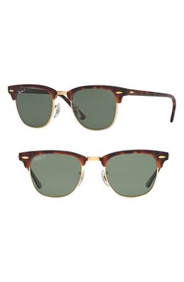 Ray-Ban Classic Clubmaster 51mm Polarized Sunglasses in Red Havana