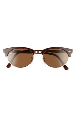 Ray-Ban Clubmaster 52mm Polarized Oval Sunglasses in Dark Tortoise