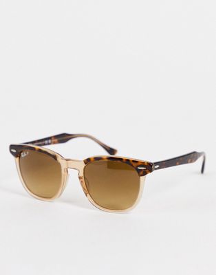 Ray-Ban Hawkeye Round Sunglasses In Brown Tort