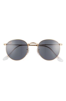 Ray-Ban Icons 50mm Round Metal Sunglasses in Legend Gold/Blue