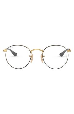 Ray-Ban Ray-Bay 47mm Round Optical Glasses in Gold/Black