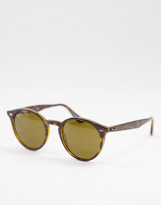 Ray-Ban round sunglasses in brown 0rb2180