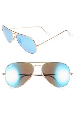 Ray-Ban Standard Icons 58mm Mirrored Polarized Aviator Sunglasses in Gold/Blue Mirror