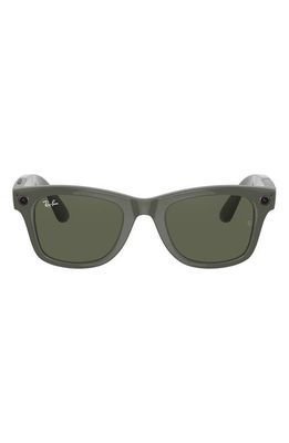 Ray-Ban Stories Wayfarer 50mm Transitions® G-15 Green Smart Glasses in Olive/Dark Green