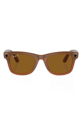 Ray-Ban Wayfarer 53mm Polarized Square Smart Sunglasses in Brown