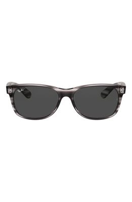 Ray-Ban Wayfarer 58mm Rectangular Sunglasses in Striped Grey Havana/Dark Grey