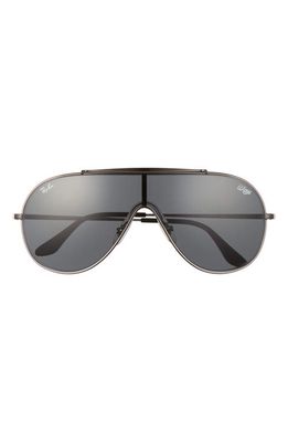Ray-Ban Wings 134mm Pilot Shield Sunglasses in Gunmetal/Dark Grey