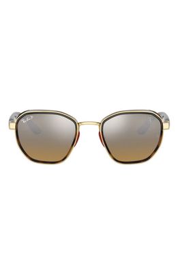 Ray-Ban x Scuderia Ferrari 50mm Polarized Irregular Sunglasses in Shiny Gold