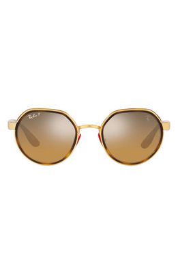Ray-Ban x Scuderia Ferrari 51mm Polarized Irregular Sunglasses in Gold Flash