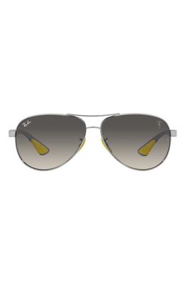 Ray-Ban x Scuderia Ferrari 61mm Gradient Pilot Sunglasses in Silver