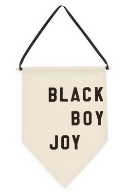 rayo & honey Black Boy Joy Pennant in White