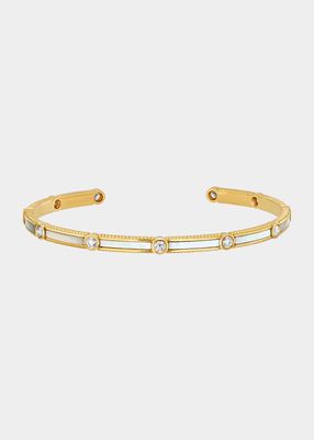 Rayon Bangle in Mother-of-Pearl, 18K Yellow Gold and Diamonds