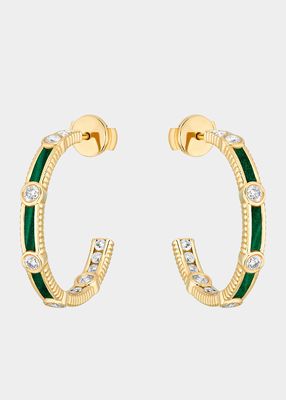 Rayon Hoop Earrings in Malachite, 18K Yellow Gold and Diamonds