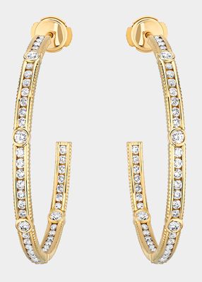 Rayon Hoop Earrings with Diamonds and 18K Yellow Gold