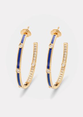 Rayon Lapis Extra-Large Hoop Earrings in 18K Yellow Gold and Diamonds