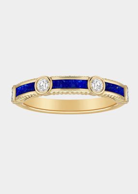 Rayon Ring in Lapis Lazuli, Yellow Gold and Diamonds