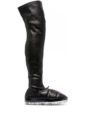RBRSL RUBBER SOUL Bold quilted over-the-knee leather boots - Black