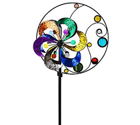 RCS Gifts Mirror Accents Flower Spinner Stake